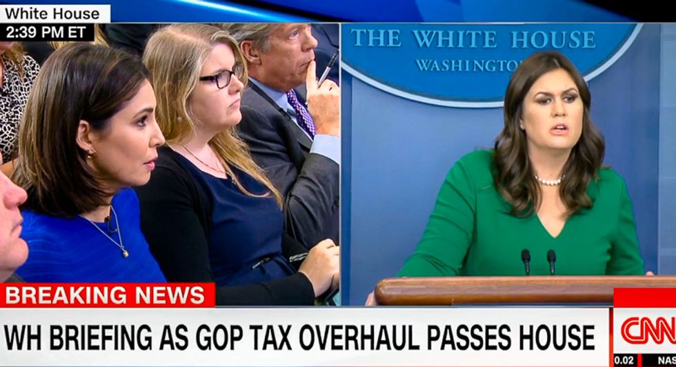 'He's going to make money': Reporters grill Sarah Sanders for claiming tax bill will 'cost Trump a lot'