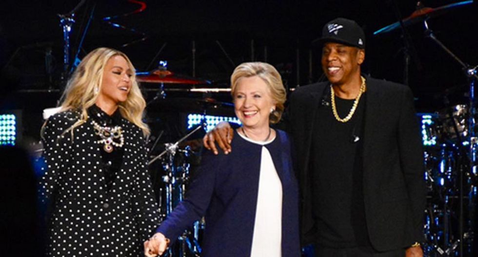 'I want my daughter to grow up seeing a woman lead our country': Watch Beyoncé's stirring call to elect Hillary