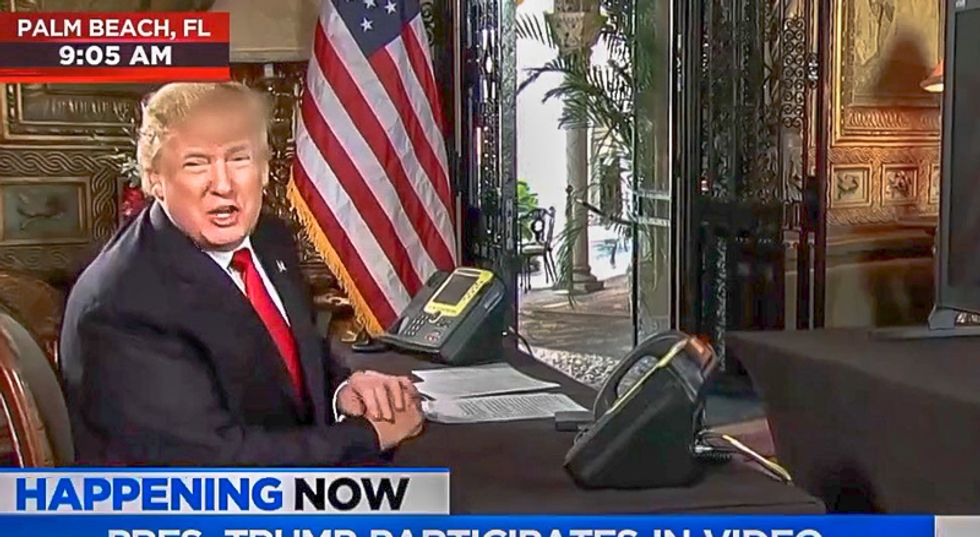 'We say Christmas again very proudly': Trump praises himself in video conference with troops from Mar-a-Lago