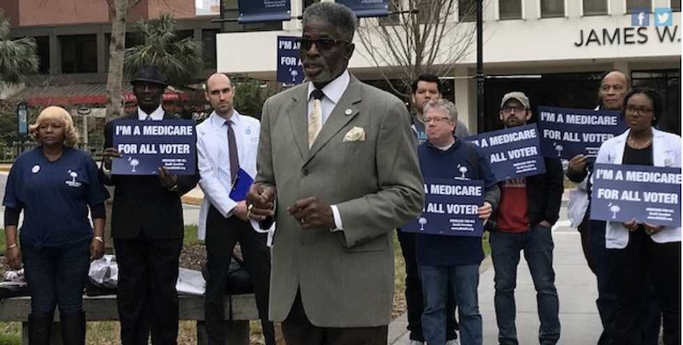 Ahead of South Carolina primary, grassroots "I'm a Medicare for All Voter' campaign faces down big-dollar industry ad blitz