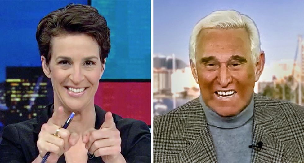 Maddow trolls Roger Stone for being hauled into court before judge he threatened: 'Better bring a toothbrush'