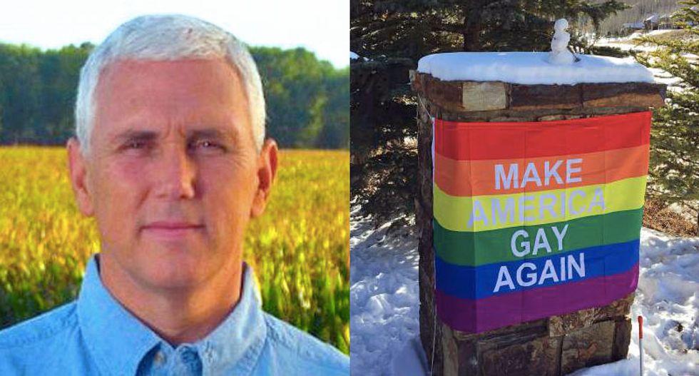 Mike Pence’s Aspen vacation neighbors taunt him with ‘Make America Gay Again’ banner