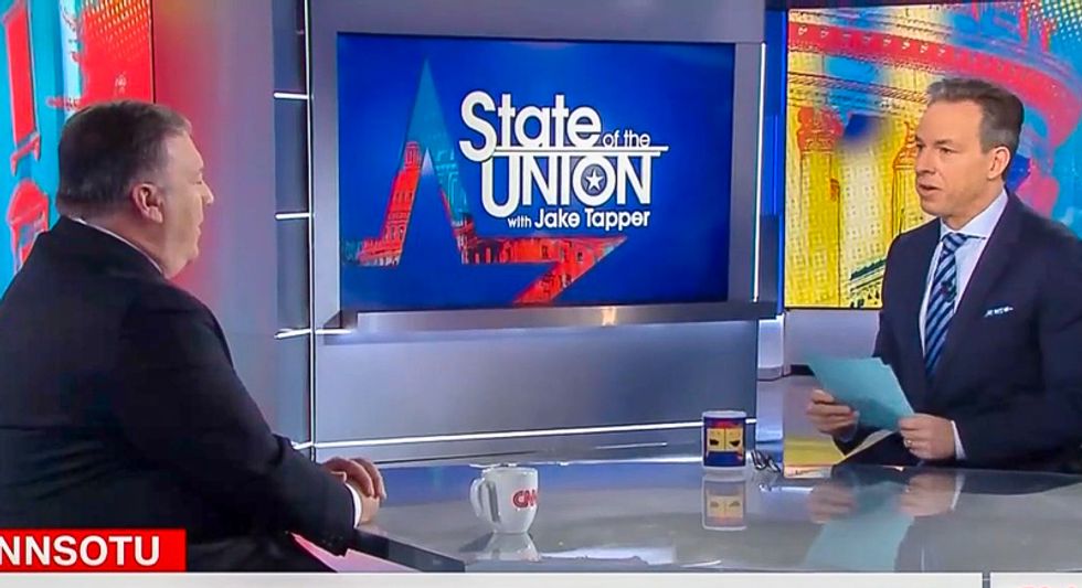 'That's just a direct quote': Jake Tapper perfectly silences Mike Pompeo for lying about Trump's North Korea tweets