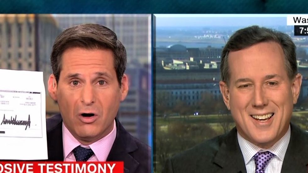 CNN’s Rick Santorum goes down in flames trying to defend Trump from damning Cohen evidence