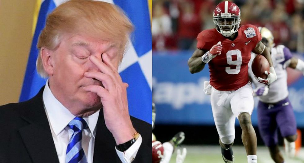 Alabama running back yells 'F*ck Trump' before NCAA championship game the president attended