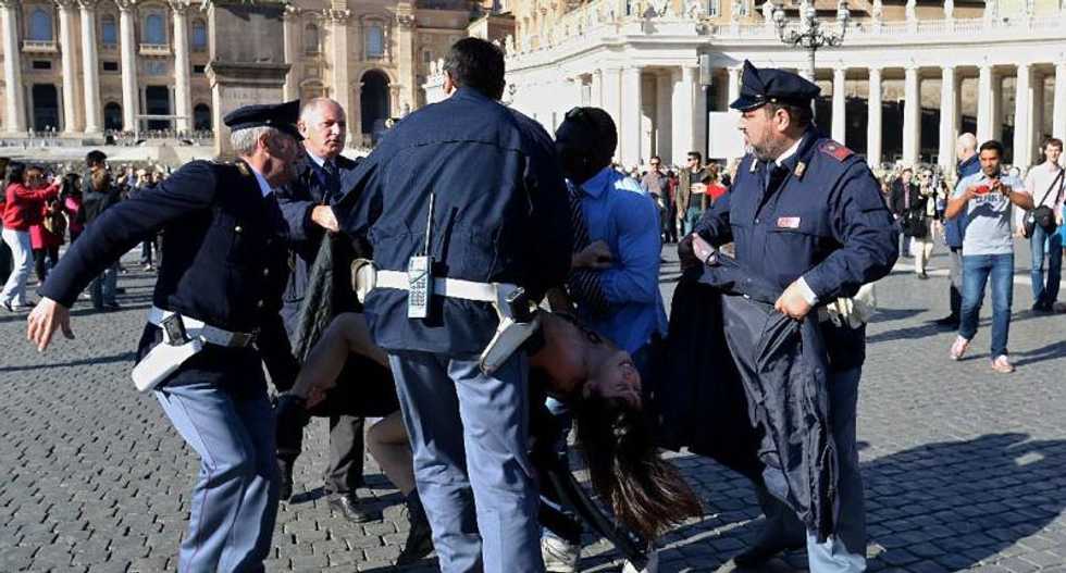Femen protesters at the Vatican simulate anal intercourse with a crucifix