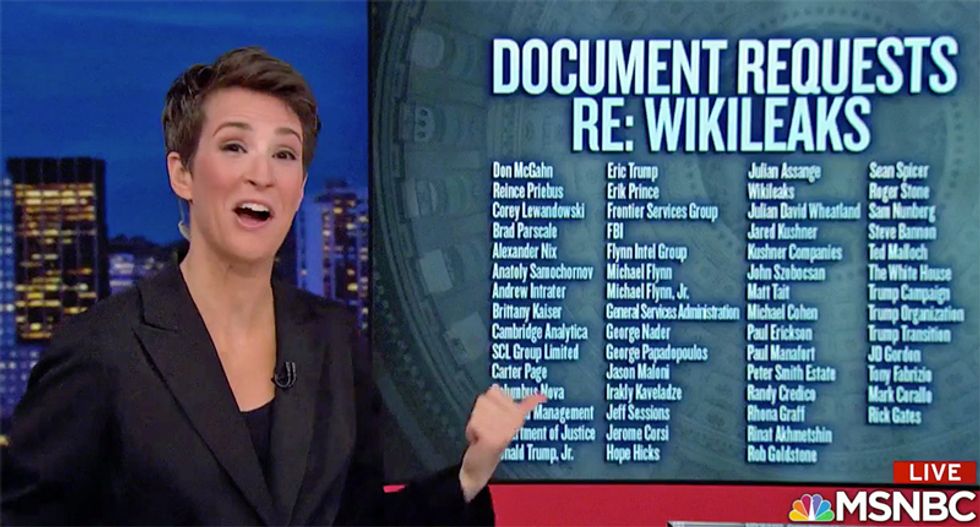 Maddow blows the lid off of the 58 Trump officials and organizations being questioned about Wikileaks and Julian Assange