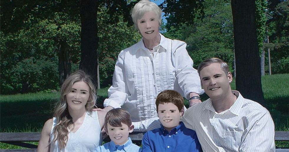 Photographer’s attempt at retouching family portraits goes horribly wrong