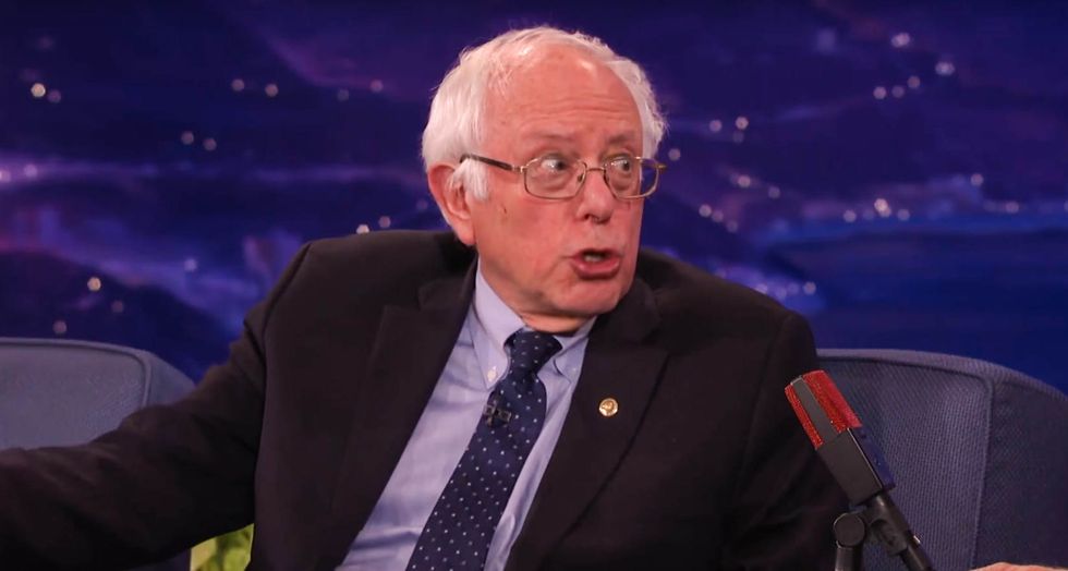 WATCH: Bernie Sanders tells Conan there's a 'scary' double meaning behind Trump's clownish tweets