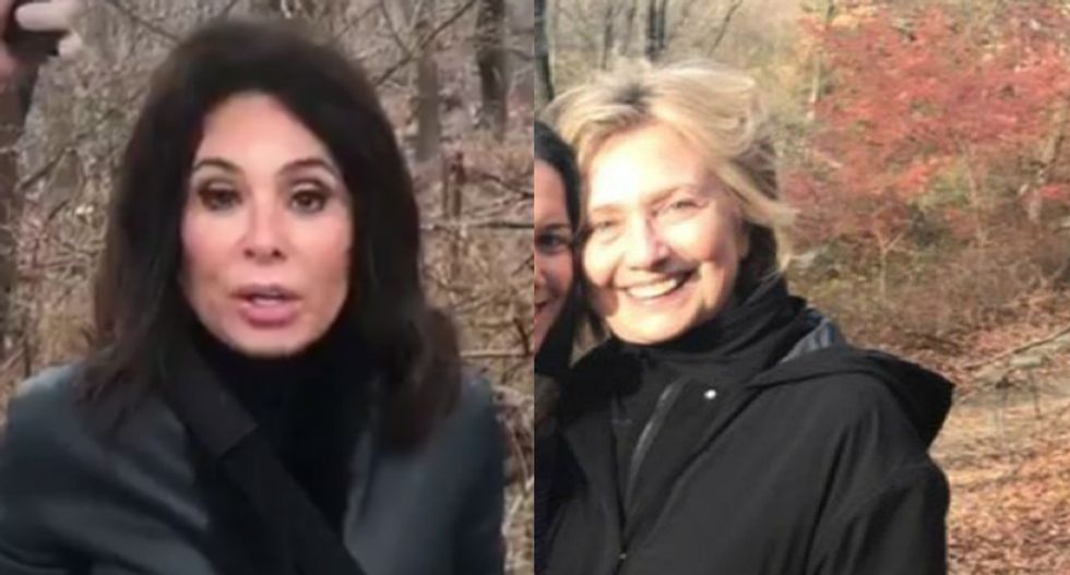 Fox News' Jeanine Pirro is literally searching for Hillary Clinton in the woods of upstate New York