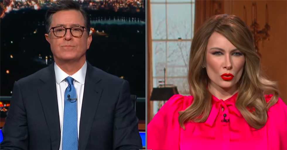 Fake 'Melania Trump' returns to Colbert to destroy myth of a body double Melania