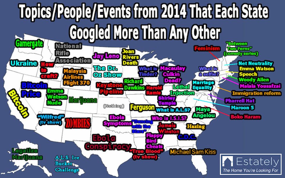 Zombies, kale and Gamergate: This map shows what you Googled in 2014, state-by-state