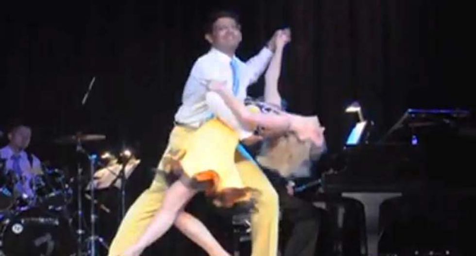 Here is convicted felon Dinesh D'Souza dancing instead of doing time in prison where he belongs