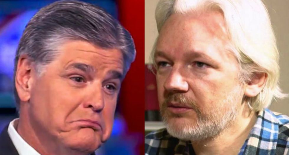 Julian Assange sent the wrong Sean Hannity a message offering damaging information on a top intel Dem