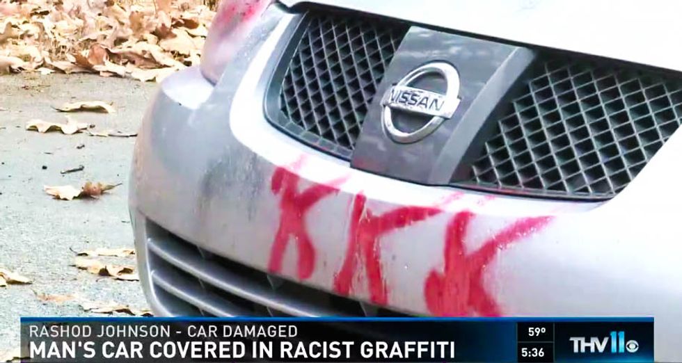 Black man embarrassed to drive after white vandals cover his entire car in racist graffiti
