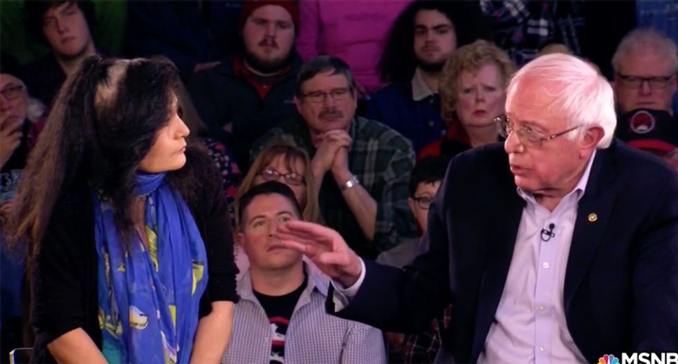 Watch Bernie Sanders convince a Trump voter she voted for the wrong person -- in less than 2 minutes