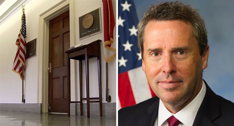 Local TV station airs footage of GOP congressman’s closed door after he was named as ‘Public Official A’ in corruption indictment