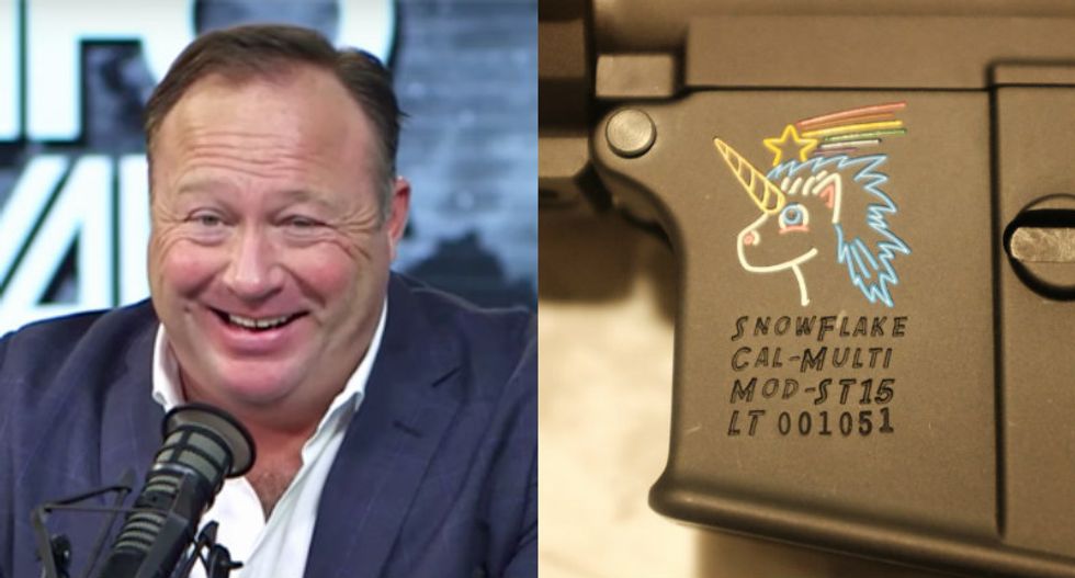 Internet rains hell on 'piece of sh*t' Alex Jones for tweeting photos of anti-'snowflake' gun during deadly school shooting