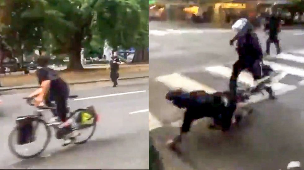 Video shows Portland police violently tackling bicycle rider in protest zone