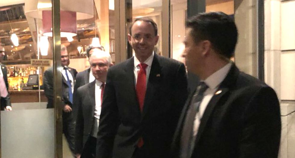 'Show of solidarity': Sessions dines with deputy AG Rod Rosenstein hours after Trump called his AG 'disgraceful'