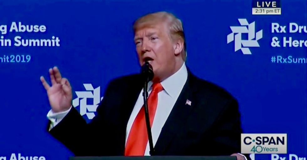 ‘Maybe we’ll have to find something new’: Trump strangely interrupts his own speech at opioid abuse summit