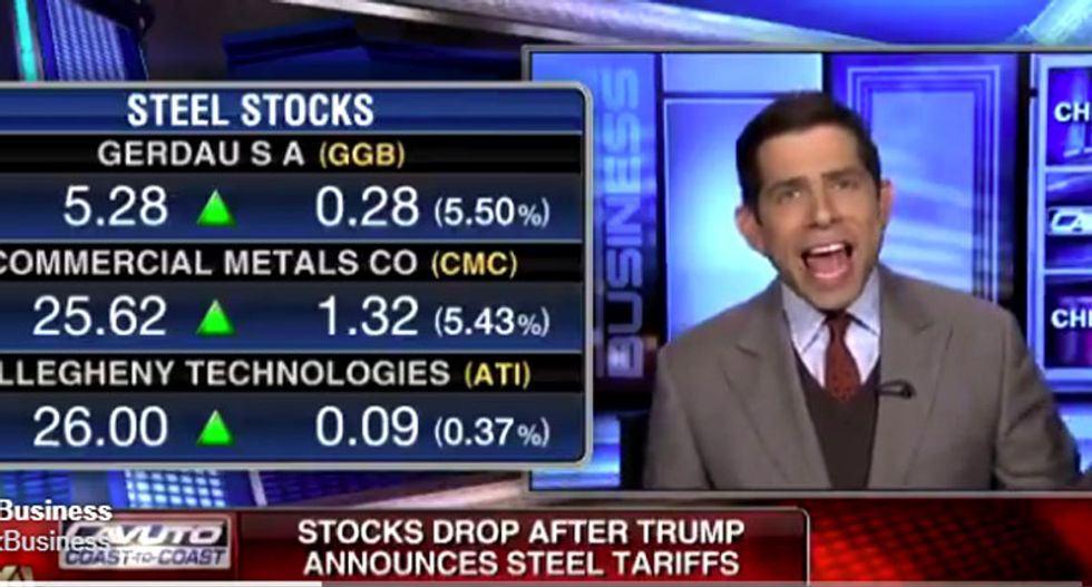 Watch this Fox contributor freak out as Trump sends the Dow plunging with steep new tariffs