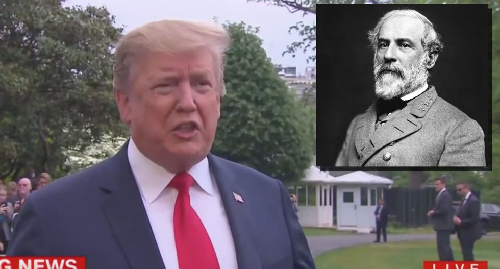 Trump defends his infamous Charlottesville remarks by insisting 'many people' say Robert E. Lee is their favorite general