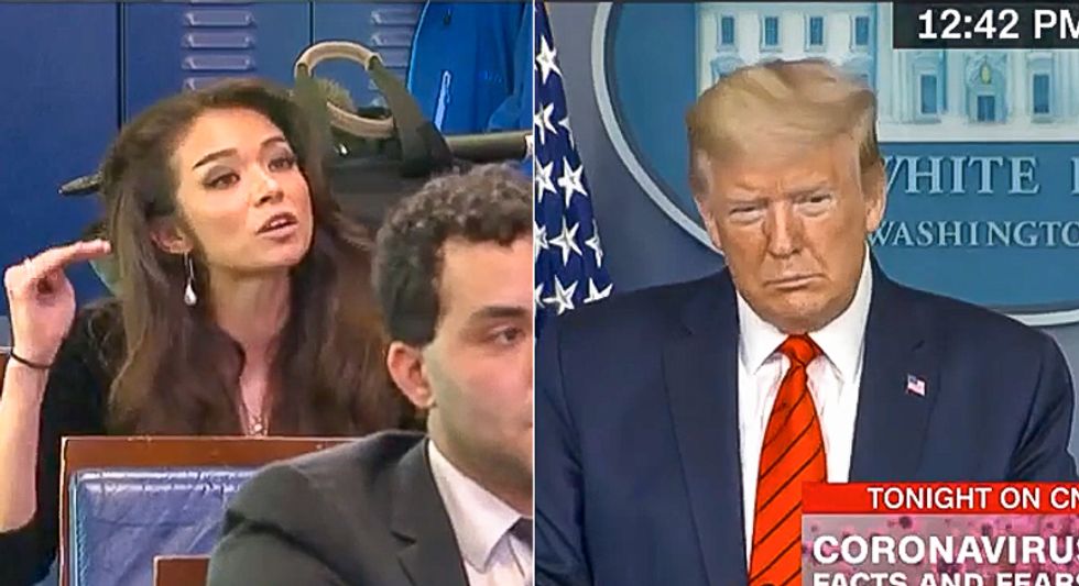 Twitter burns down 'sycophant' OANN reporter after she asks Trump if 'Chinese food' is racist