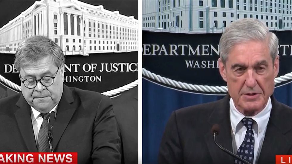 Devastating side-by-side comparison of Barr and Mueller's statements about Russia probe looks very bad for Trump