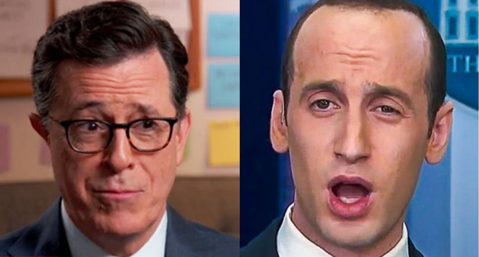 Watch: Stephen Colbert hilariously trolls Stephen Miller by calling his bluff to appear ‘anytime, anywhere’