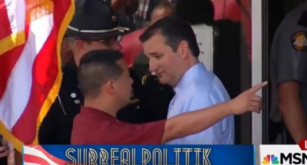 Ted Cruz 'incredulous' as Mike Huckabee aide blocks him from media at Kim Davis rally