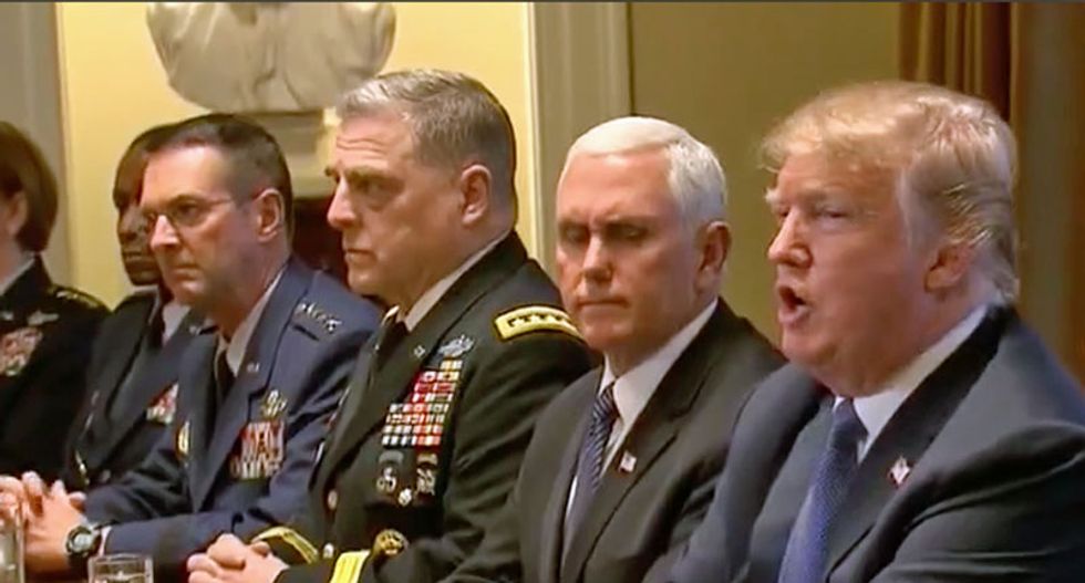 'Extraordinarily uncomfortable': CNN rolls cringeworthy close-up of Trump's generals during his anti-FBI rant