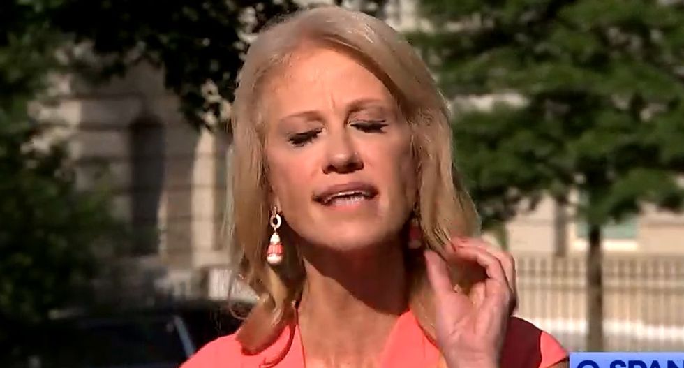 Kellyanne Conway storms out of briefing room after reporters call on her to answer Jim Acosta's question