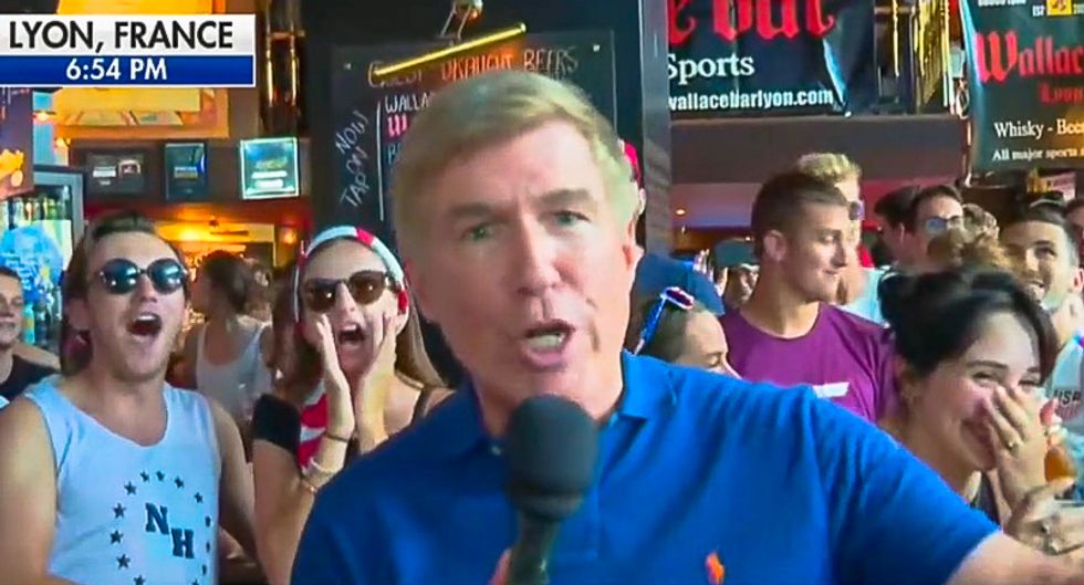 Sports bar patrons ruin Fox News segment by loudly chanting 'F*ck Trump' after US wins World Cup