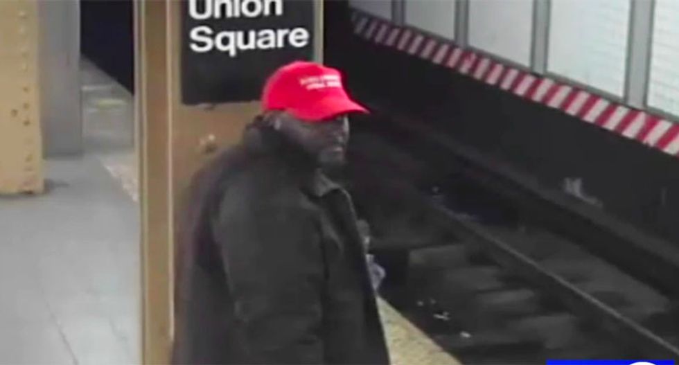 NYC police seeking man in 'MAGA' hat who assaulted Hispanic subway passenger before shoving him onto tracks