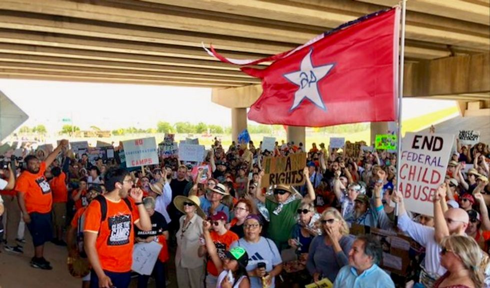 'Close the Camps!' Protesters march against Trump's plan to imprison migrant kids at site of Japanese, indigenous incarceration