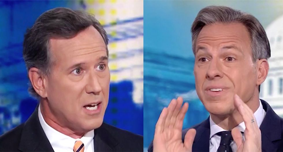 CNN panel goes off the rails after frantic Santorum claims Trump can't be held responsible for encouraging violence