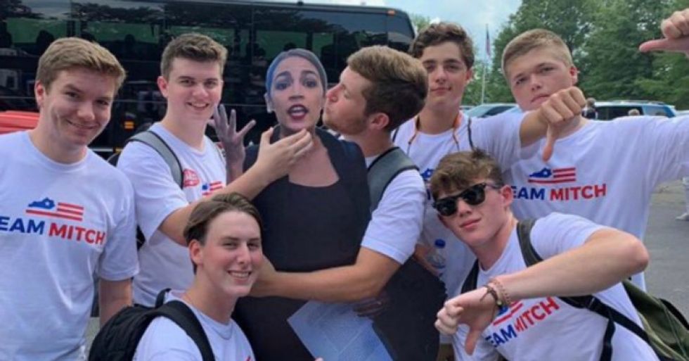 Ocasio-Cortez responds to photo of McConnell supporters groping cutout: 'Is this just standard culture of Team Mitch?'