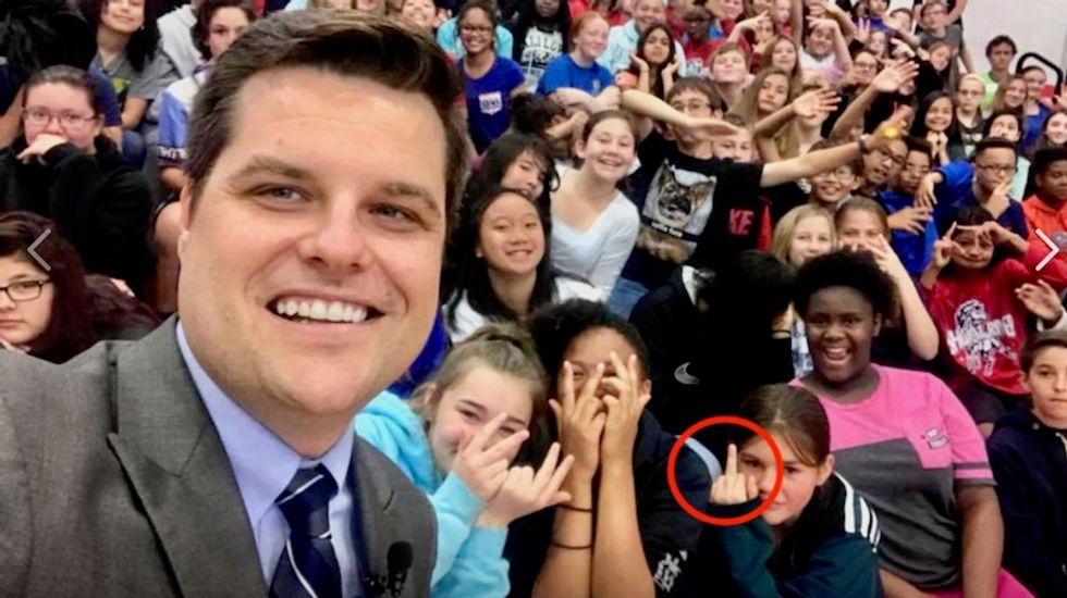Grade-schooler flips off Trump-loving Rep. Matt Gaetz