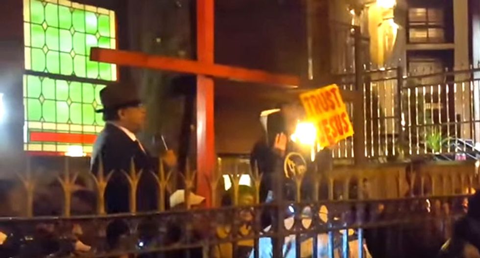 WATCH: Frenzied pastor shouts 'n*gger f*ggots' at 'Love not Hate' protesters outside his NY church