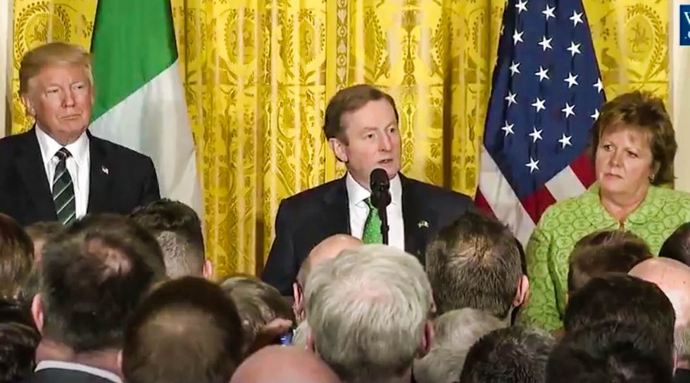 Irish PM shames Trump with stirring tribute to immigrants – as the president stands right next to him