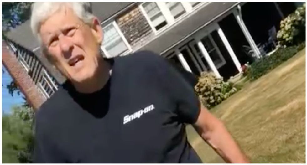 ‘Angry racist privileged white man’ caught on video attacking neighbor over property marker