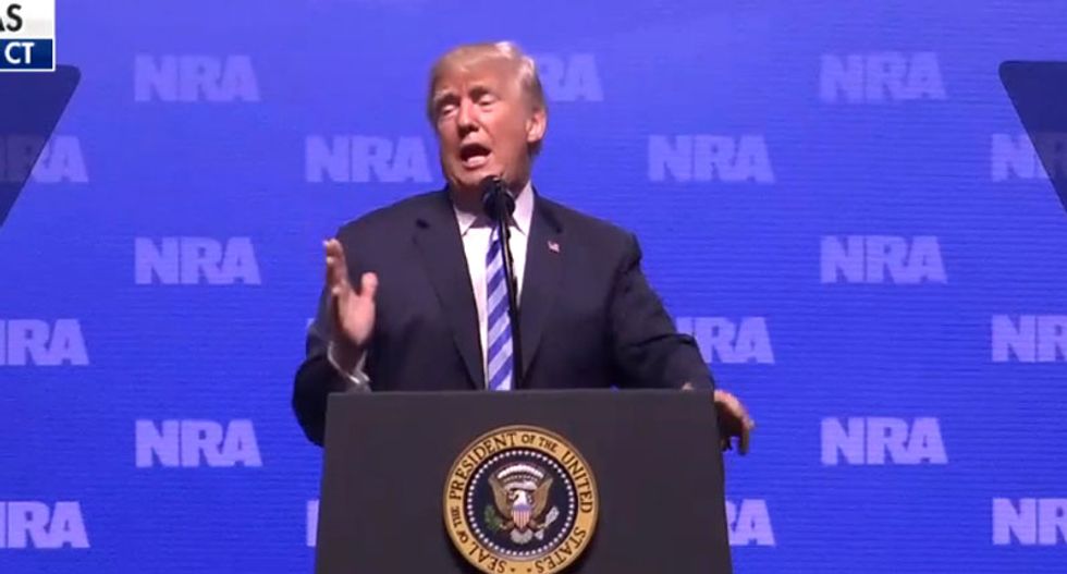 NRA crowd cheers wildly as Trump mocks John Kerry for breaking his leg in unhinged speech