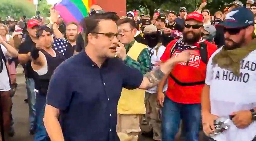 WATCH: 'Hero' walks into middle of Proud Boys protest and says 'f*ck you' to each of them