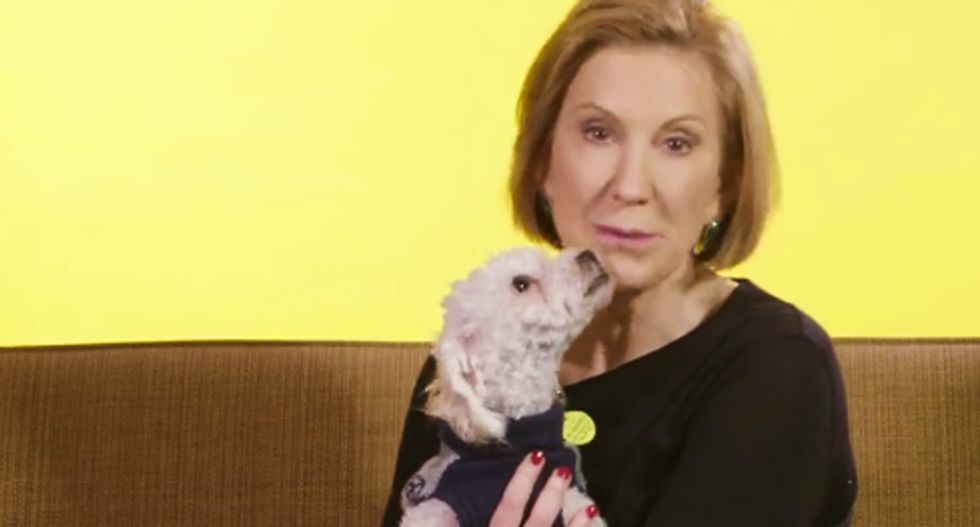 Not even a room full of puppies can make Carly Fiorina likable