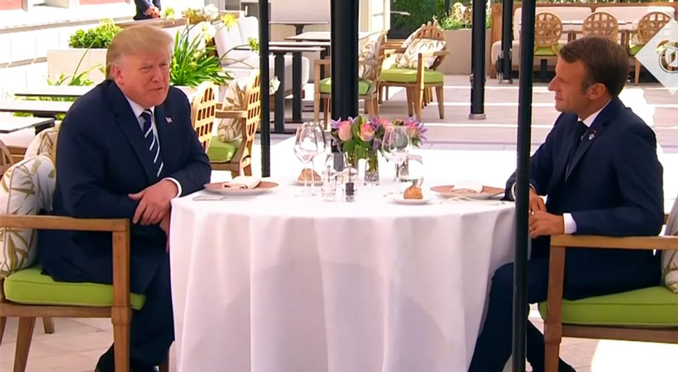 Trump bashed for babbling about the weather during G7 appearance with France's Macron: 'Out of his depth'