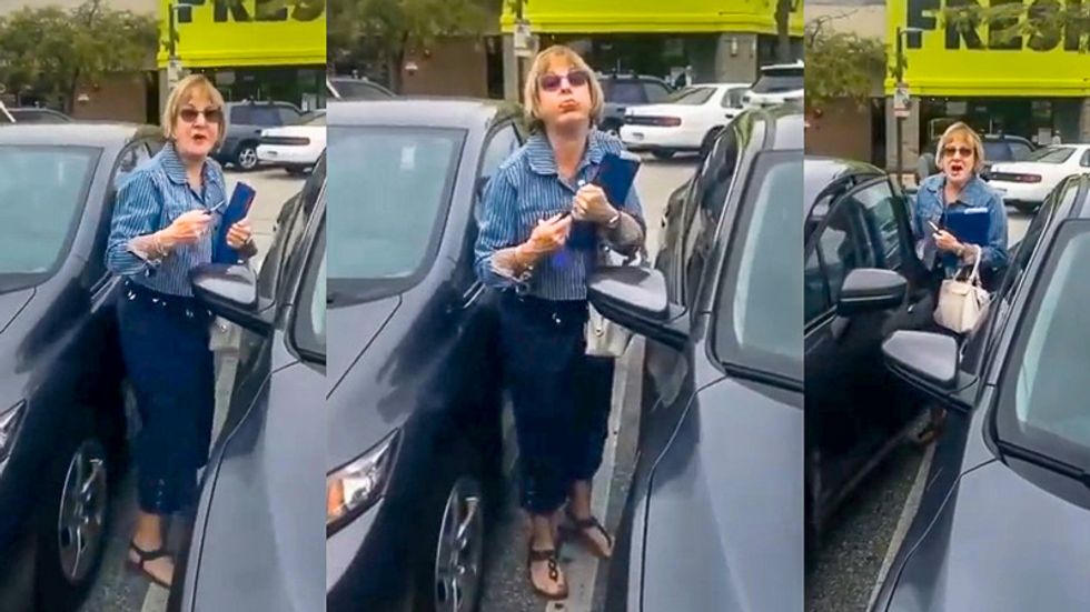 'Go back to China': Racist white woman goes berserk after she allegedly hits 'chinky' Asian woman's car