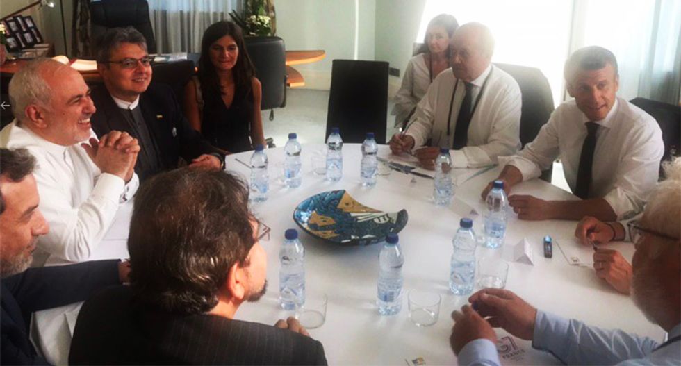 Iran Foreign Minister Zarif perfectly Twitter-trolls Trump with photos of meeting with smiling Macron at G7