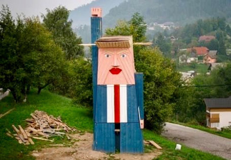 Trump 'statue of liberty' burned in Slovenian town