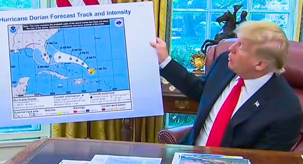 Trump keeps tweeting out maps to cover his mistake about Hurricane Dorian path to Alabama